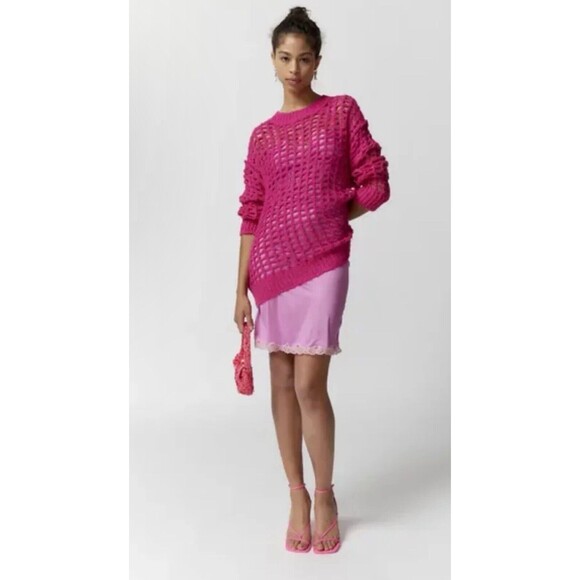 Urban Outfitters Sweaters - Urban Outfitters Women Sweater Pink Osaka Open-Knit Pullover Boho City Sz S NWT